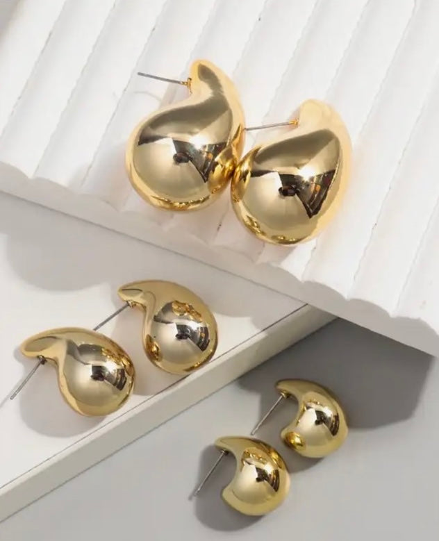 Trendy Acrylic Gold Color Chunky Waterdrop Earrings