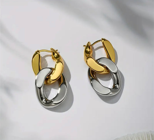 Bohemian Style Plated Double Colors 14K Earrings.