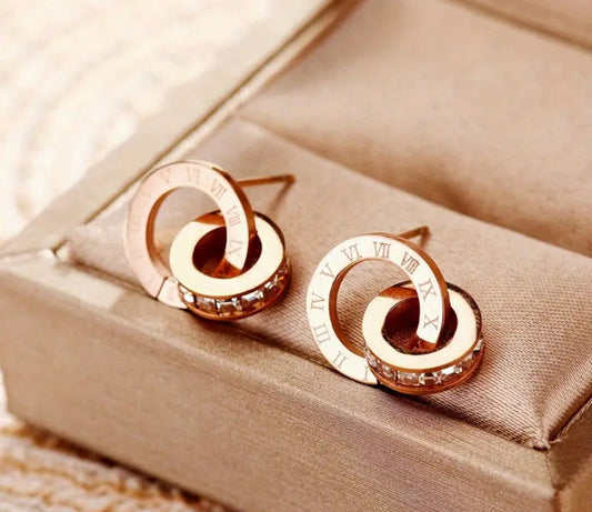 Artificial Round Roman Numerals on Earrings.