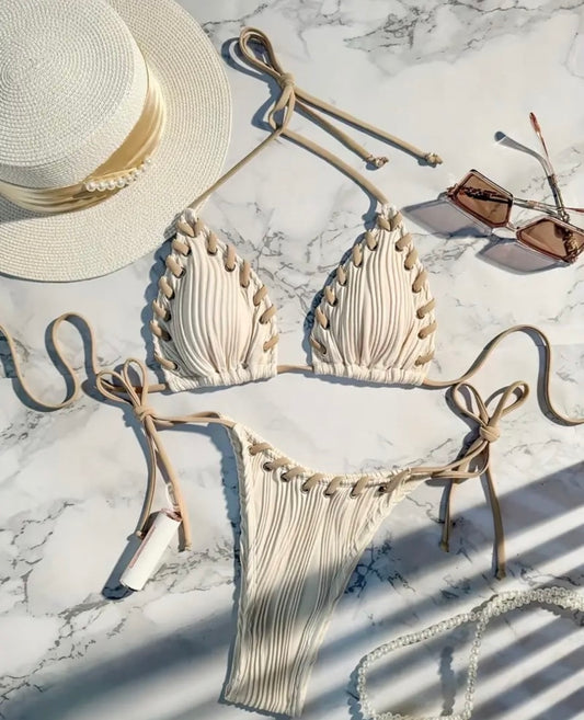 Women's Striped Textured Bikini