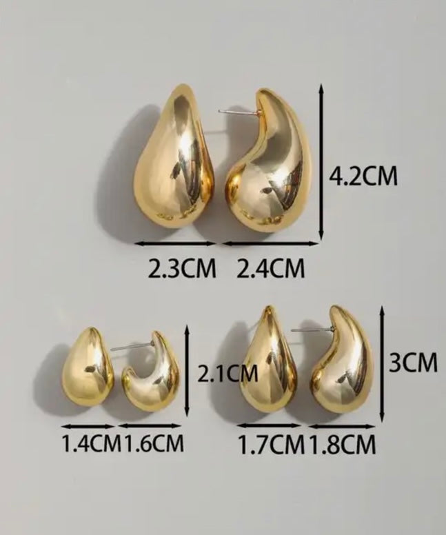 Trendy Acrylic Gold Color Chunky Waterdrop Earrings
