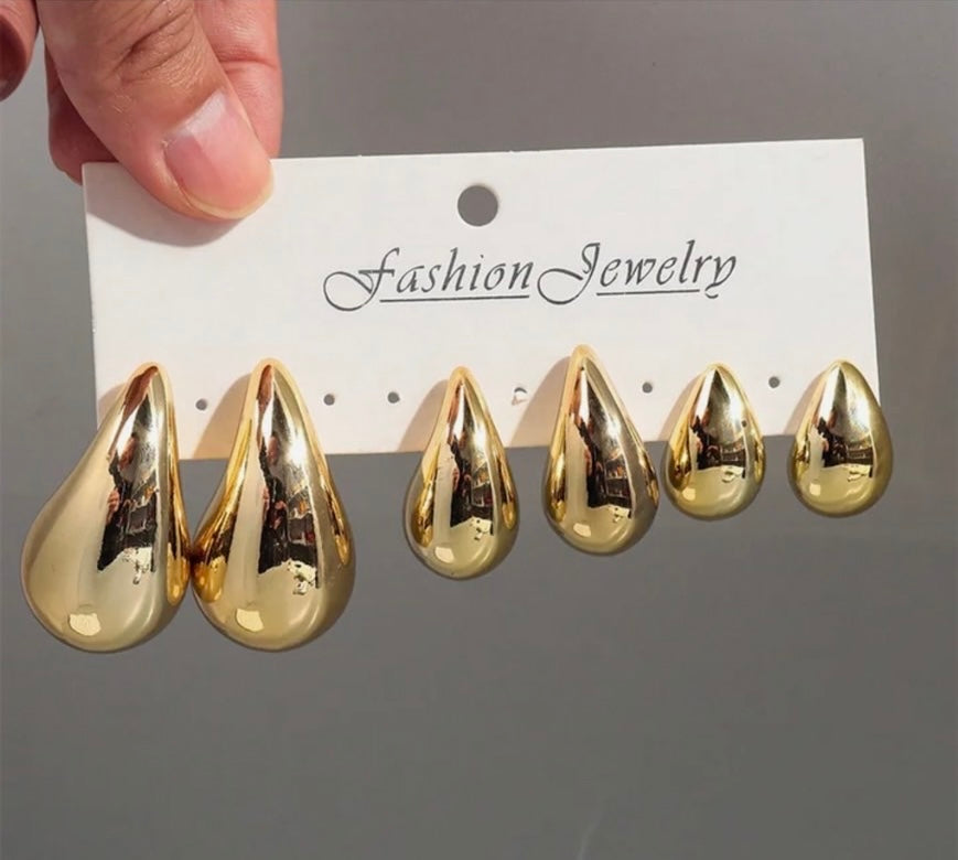 Trendy Acrylic Gold Color Chunky Waterdrop Earrings